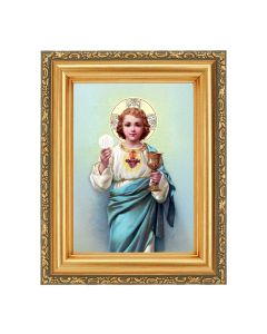 4 1/2" x 5 1/2" Child Jesus with Chalice Print in a 5 1/2" x 7" Antique Gold Frame 