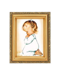 4 1/2" x 5 1/2" Praying Girl Print in a 5 1/2" x 7" Antique Gold Frame 