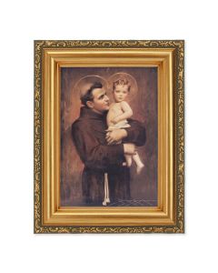 4 1/2" x 5 CHAMBERS: St. Anthony with Jesus Print in a 5 1/2" x 7" Antique Gold Frame 