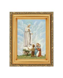 4 1/2" x 5 1/2" Immaculate Heart of Mary with Children Print in a 5 1/2" x 7" Antique Gold Frame