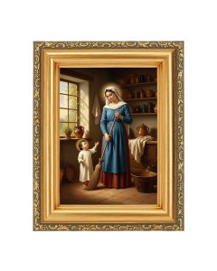 4 1/2" x 5 1/2" Madonna of the Kitchen Print in a 5 1/2" x 7" Antique Gold Frame 