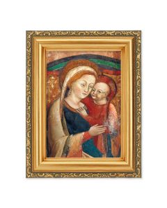 4 1/2" x 5 1/2" Our Lady of Good Counsel-Genazzano, Italy Print in a 5 1/2" x 7" Antique Gold Frame 