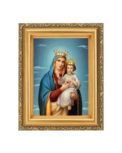 4 1/2" x 5 1/2" Our Lady of The Sacred Heart Print in a 5 1/2" x 7" Antique Gold Frame 