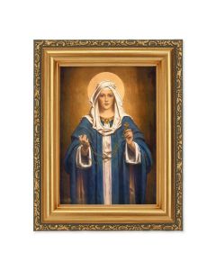 4 1/2" x 5 CHAMBERS: Madonna of The Rosary Print in a 5 1/2" x 7" Antique Gold Frame 