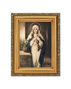 4 1/2" x 5  Chambers: Madonna of the Sacred Coat Print in a 5 1/2" x 7" Antique Gold Frame 