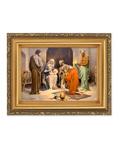 4 1/2" x 5 Chambers: Adoration of the Magi Print in a 5 1/2" x 7" Antique Gold Frame 