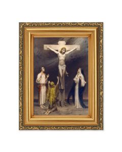 4 1/2" x 5 Chambers: The Crucifixion Print in a 5 1/2" x 7" Antique Gold Frame