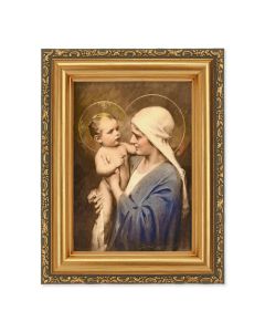 4 1/2" x 5 Jesus and Mary Print in a 5 1/2" x 7" Antique Gold Frame