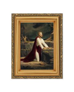 4 1/2" x 5 CHAMBERS:  Christ of Gethsemane Print in a 5 1/2" x 7" Antique Gold Frame 