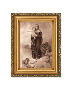 4 1/2" x 5 Bouguereau: Notre Dame des Anges Print in a 5 1/2" x 7" Antique Gold Frame