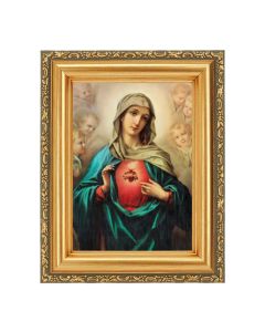 4 1/2" x 5 1/2" Immaculate Heart of Mary Print in a 5 1/2" x 7" Antique Gold Frame