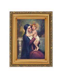 4 1/2" x 5 1/2" Chambers: Madonna and Christ Child Print in a 5 1/2" x 7" Antique Gold Frame