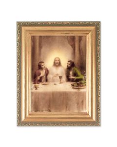 4 1/2" x 5 1/2" Chambers: Christ at Emmaus Print in a 5 1/2" x 7" Antique Gold Frame
