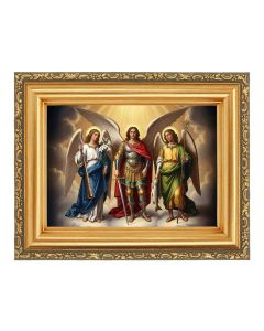 4 1/2" x 5 1/2" The Three Archangels Print in a 5 1/2" x 7" Antique Gold Frame 