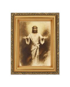 4 1/2" x 5 CHAMBERS: Come Unto Me Print in a 5 1/2" x 7" Antique Gold Frame