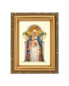 4 1/2" x 5 CHAMBERS:  Queen of Heaven Print in a 5 1/2" x 7" Antique Gold Frame 