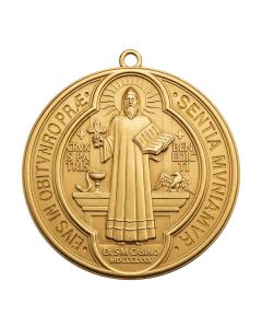 4 1/4" Pewter St. Benedict Medal in Gold (BOXED)