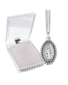 Beaded Miraculous Medal on an 18" Chain, Boxed
