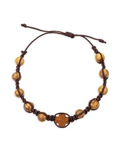 Hand Knotted Olive Wood Rosary Bracelet with 8mm Wood Beads
