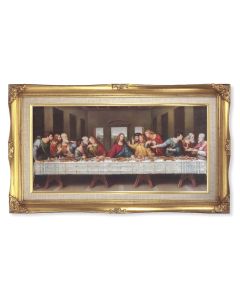 11.25" x 18.5" Gold Leaf Wood Frame with DaVinci: Last Supper Print