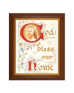 10 1/2" x 12 1/2" Walnut Finish Beveled Frame with 8" x 10" House Blessing  Textured Art