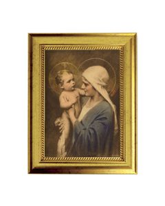 6 3/4" X 8 3/4" Gold Leaf Finish Frame with 5" X 7" Jesus and Mary Textured Art
