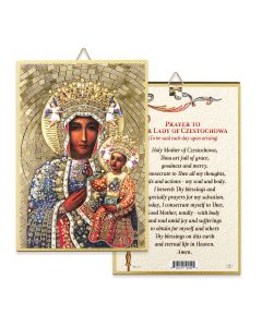4" x 6" Gold Foil Our Lady of Czestochowa Mosaic Plaque