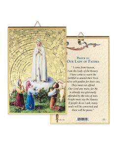 4" x 6" Gold Foil Our Lady of Fatima Mosaic Plaque