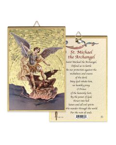 4" x 6" Gold Foil Saint Michael Mosaic Plaque