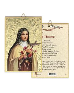 4" x 6" Gold Foil Saint Therese Mosaic Plaque