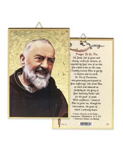 4" x 6" Gold Foil Saint Pio Mosaic Plaque