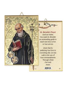 4" x 6" Gold Foil Saint Benedict Mosiac Plaque