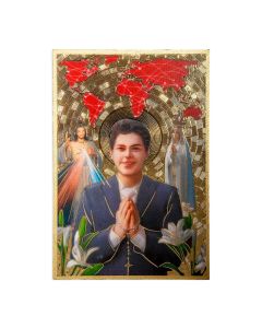 4" x 6" Gold Foil Prayer to Saint Carlo Acutis Mosaic Plaque
