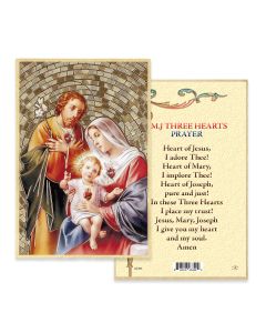 4" x 6" Holy Family - Three Hearts Gold Foil Mosaic Plaque