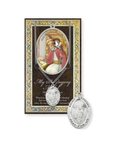 Saint Gregory Genuine Pewter Medal on a 24" Chain with Biography and Picture Folder