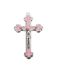 3 1/2" Pink Cloverleaf Crucifix
