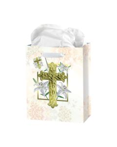 Easter Lily and Cross Small Gift Bag with Tissue (Inc. of 10)