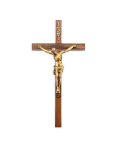 11" Walnut Cross With Museum Gold Corpus
