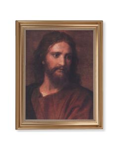 13 1/2" x 16 9/16" Gold Leaf Antique Finished Frame with 11" x 14"  Hofmann: Christ at 33 Textured Art
