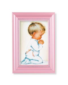 5 1/2" x 7" Pink Frame with Praying Boy Print