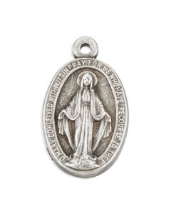 13/16" Miraculous Medal in Antiqued Silver Finish