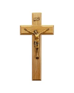 9" Genuine Walnut Cross with Museum Gold Corpus
