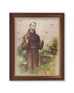 13 1/2" x 16 9/16" Walnut Finished Frame with 11" x 14" Saint Francis Textured Art