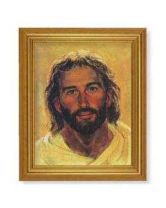 10" x 12" Gold Leaf Finish Beveled Frame with 8" x 10" Hook: Head of Christ Textured Art