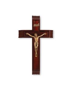 12" Dark Cherry Sick Call Crucifix with Museum Gold Finish Corpus