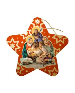 3 1/2" x 3 3/8" Fine Art Wooden Christmas Star Ornament with Gold Accents