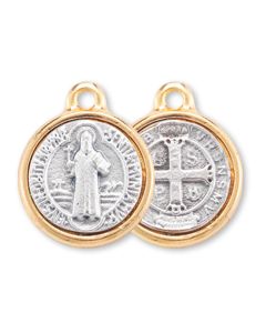 Saint Benedict Medal in Gold Finished Frame