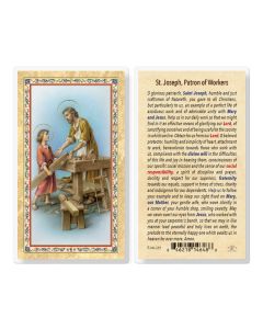 Daily Prayer to St Joseph - Worker Laminated Holy Card. Inc. of 25