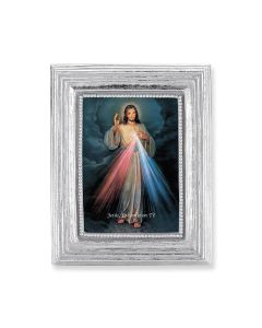 3 3/4" x 4 1/2" Silver Frame with a Spanish Divine Mercy Print-P65