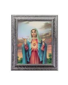 10 1/2" x 12 1/2" Grey Oak Finish Frame with an 8" x 10" Immaculate Heart of Mary Print